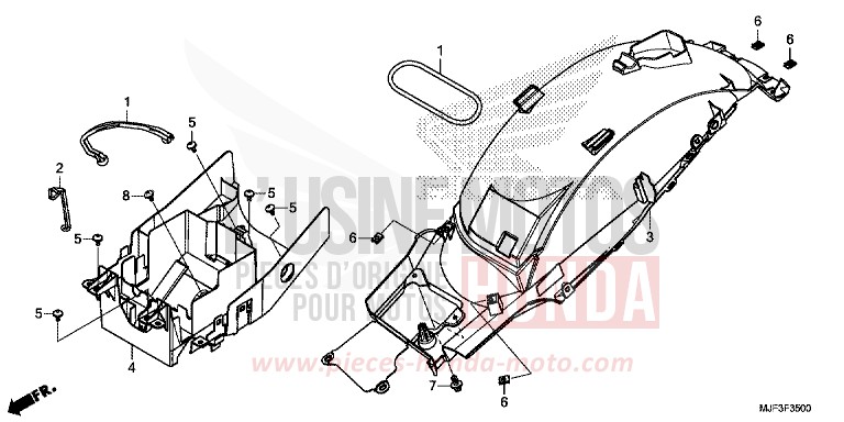 GARDE-BOUE ARRIERE de CTX700 ABS PEARL FADELESS WHITE (NH341) de 2014